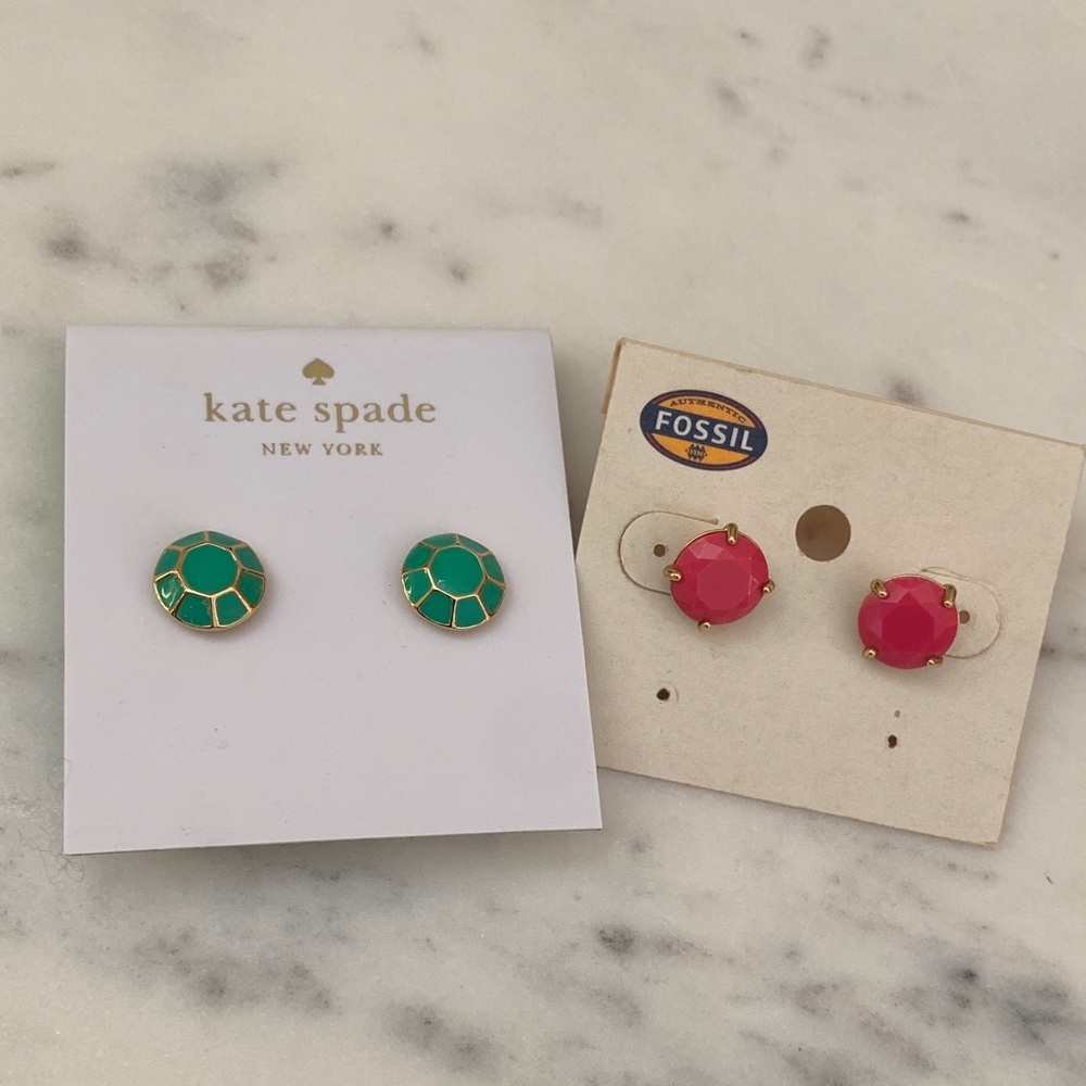 Kate Spade & Fossil Silver Round Earrings